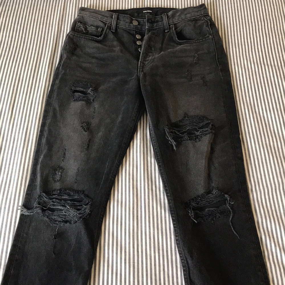 High waist faded black butt-slit GFRND jeans